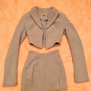 Elegant Gray Women's Skirt Set